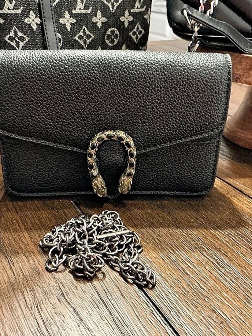 Gucci Dionysus Super Mini Bag Black & Gold Crossbody Bag